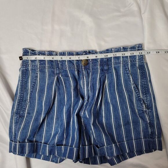 AMERICAN EAGLE striped super high waisted paper bag‎ cuffed shorts 2 - Picture 8 of 9